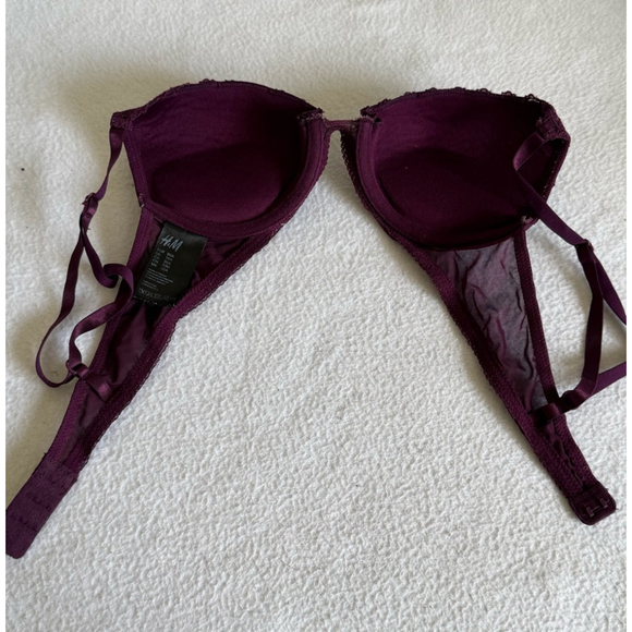 Women's H&M padded lace mesh Bra Size 36A Purple - Picture 4 of 7